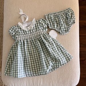 Edgehill collection green gingham dress 9M NWT